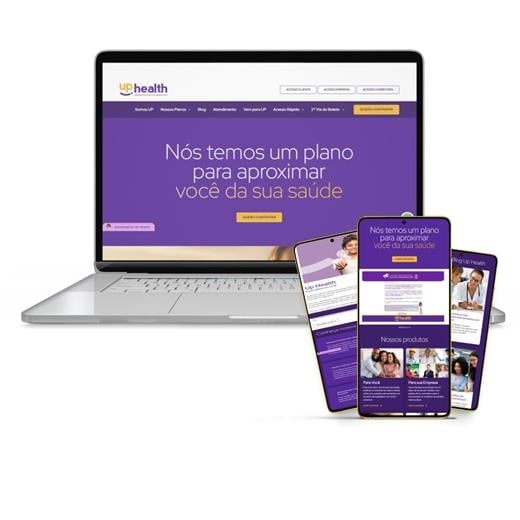 Layout responsivo do projeto de criação de sites: Layout responsivo aplicado no site da Up Health