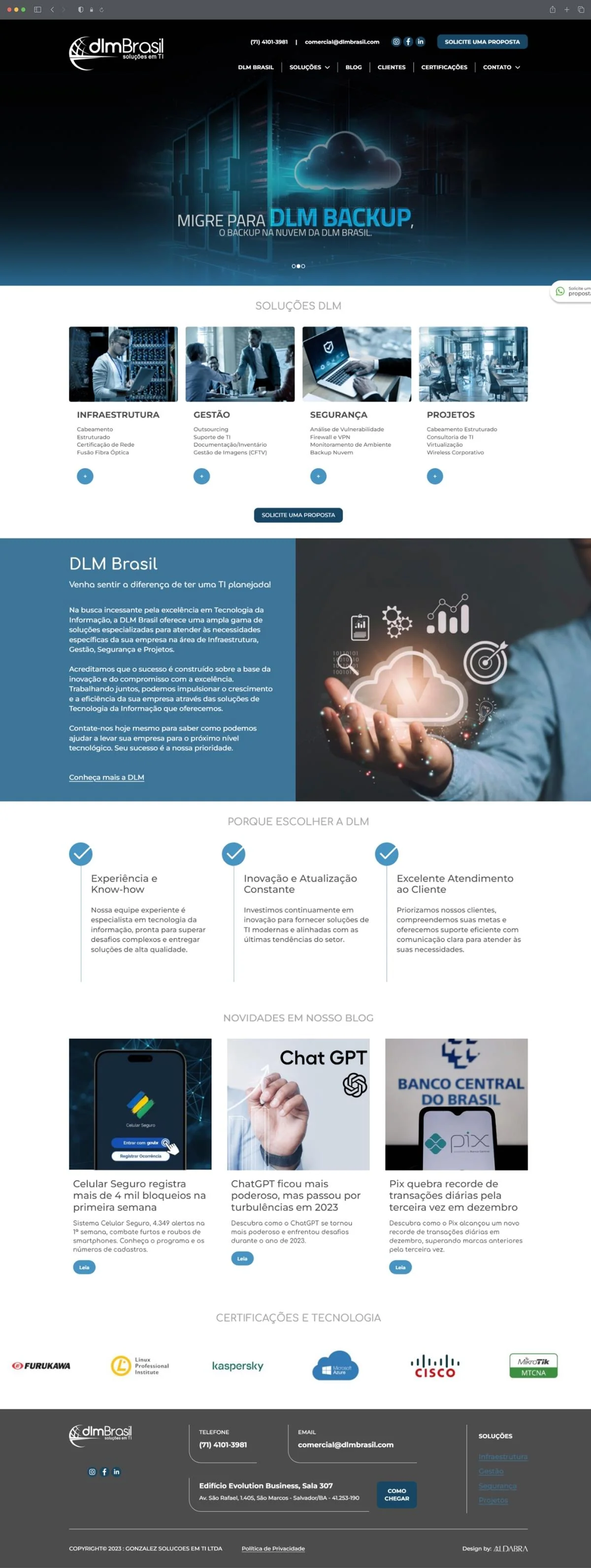 Projetos de Criar site: Layout da página inicial do site da DLM Brail