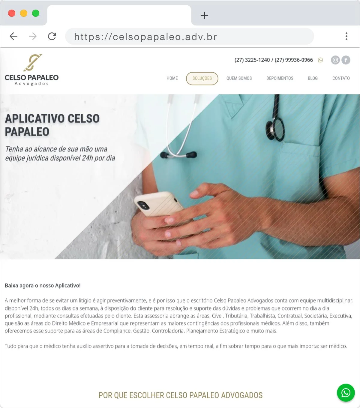 Projetos de Criar App: Website Celso Papaleo Advogados