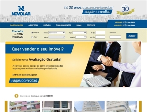 Criação de site: Novolar Imóveis