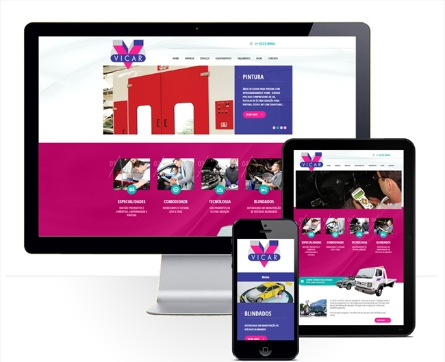 Layout responsivo do site da Vicar