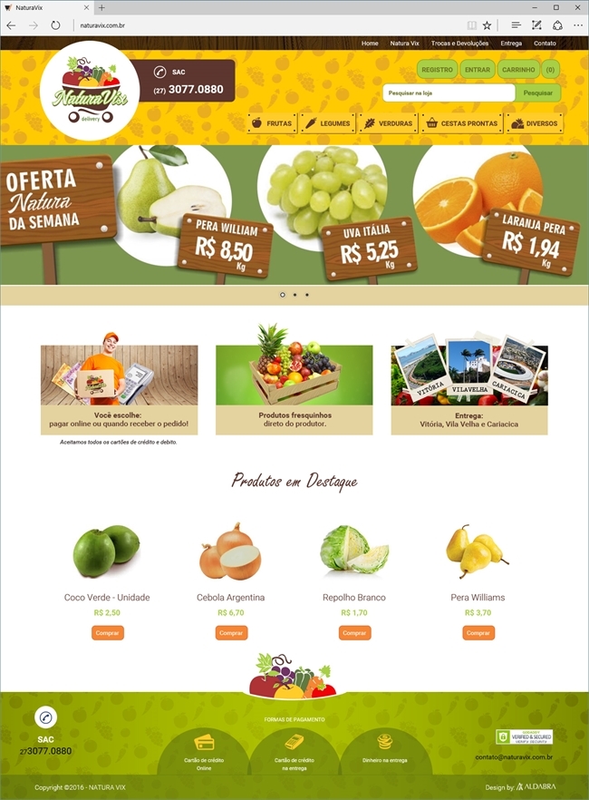 Layout da página Home - NaturaVix