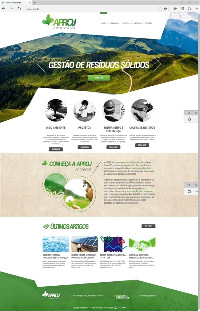 Projetos de Criar site: Layout da página Home - APROJ