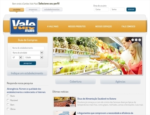 Criação de site: Cartão Vale Mais
