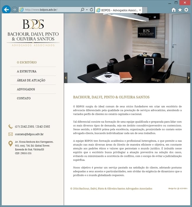 Projetos de Criar Site: Página inicial do site BDPOS Advogados Associados