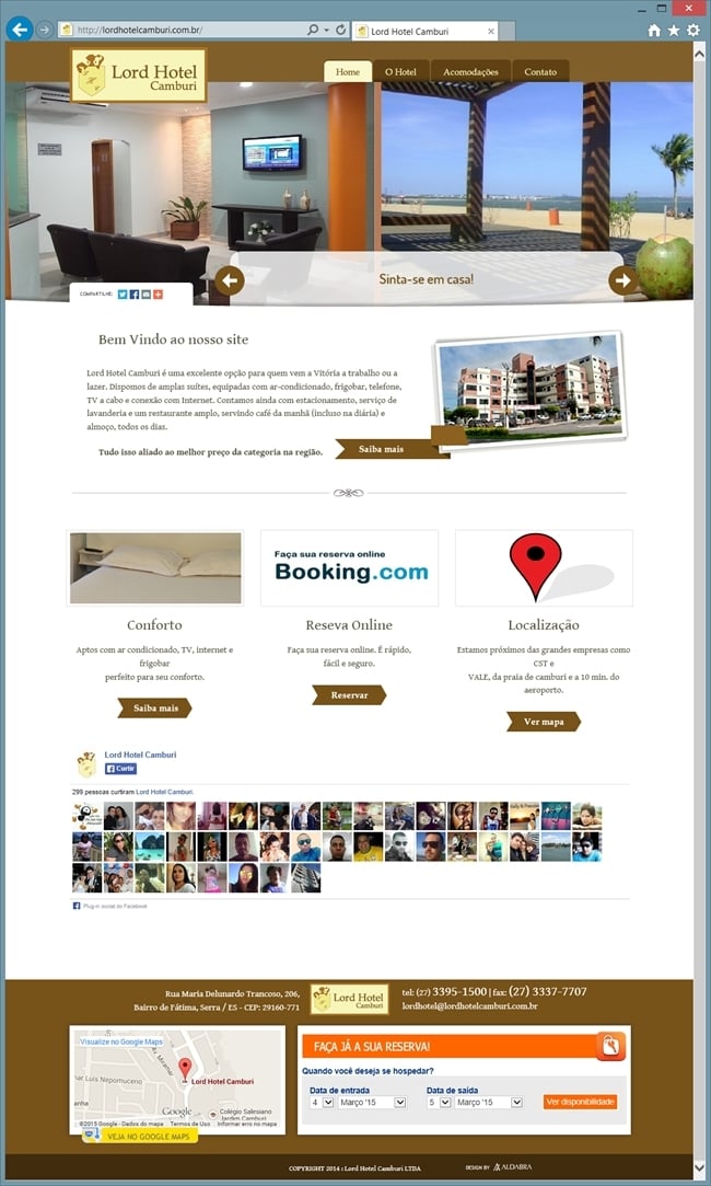 Projetos de Criar Site: Página inicial do site do Lord Hotel Camburi