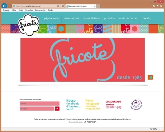Projetos de Criar Site: Página inicial do site da Fricote