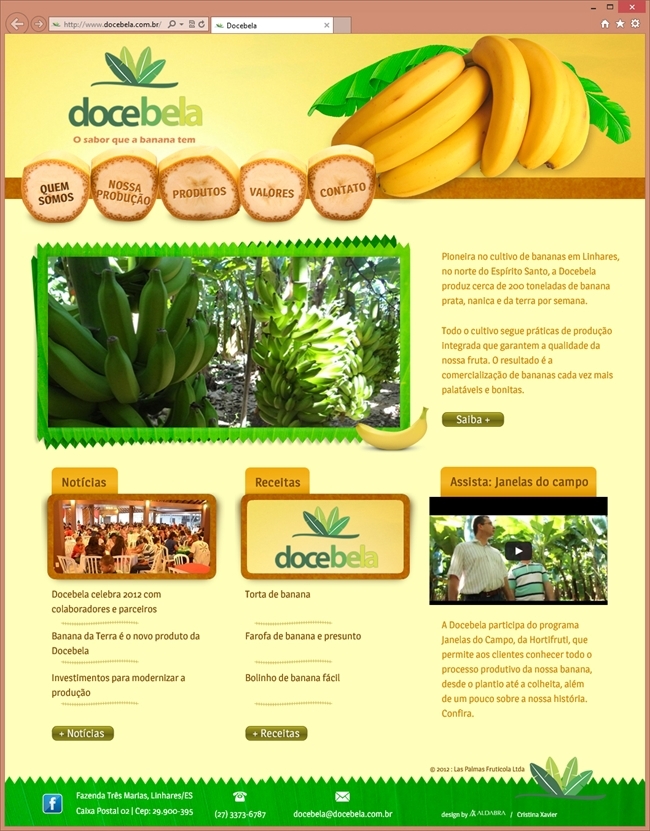 Projetos de Criar Site: Página inicial do site da Docebela