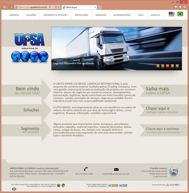 Projetos de Criar Site: Página inicial do site da UPSA Brasil
