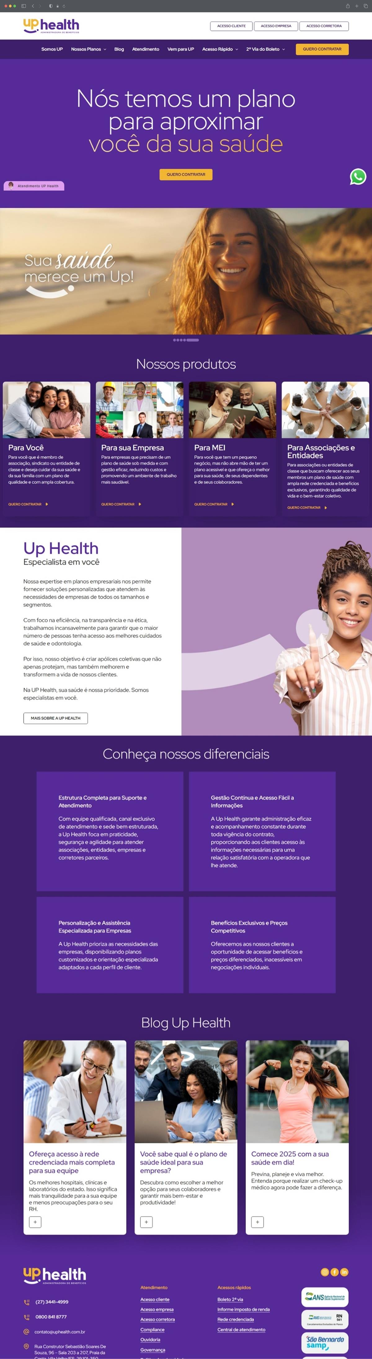 Projetos de Criar site: Layout desenvolvido para o site da Up Health