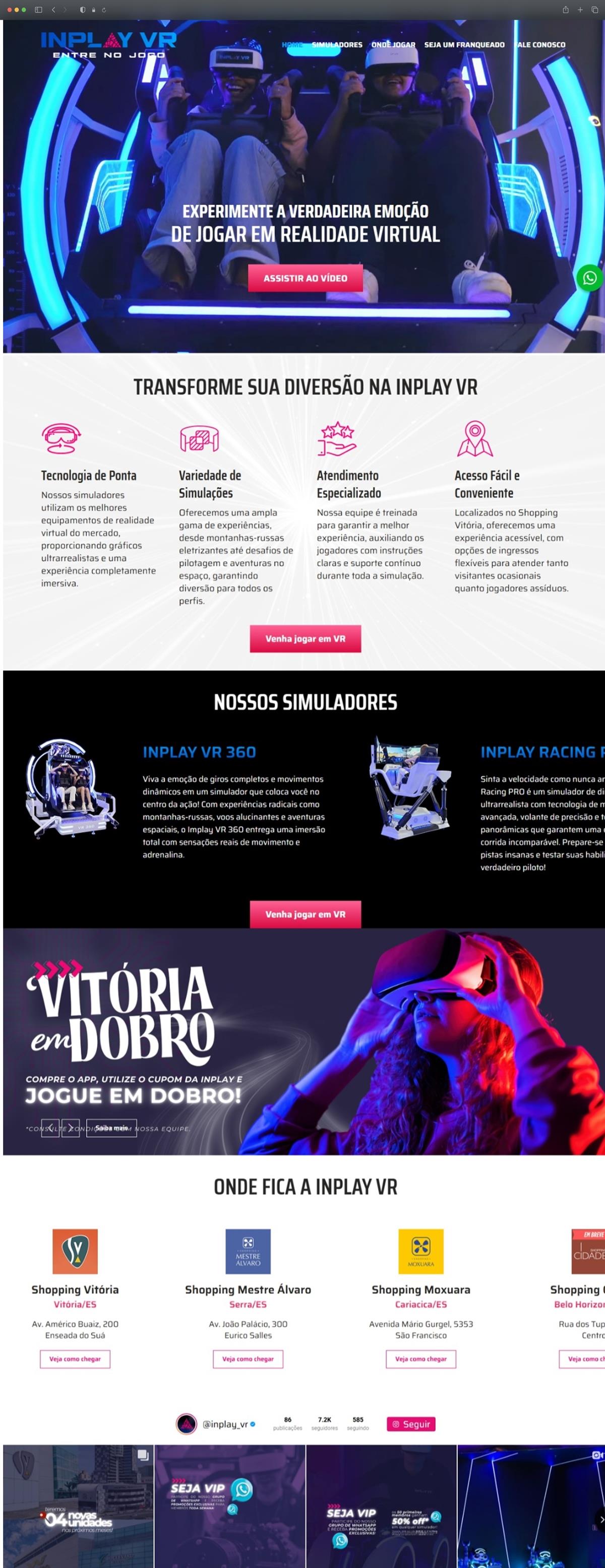 Projetos de Criar site: Layout desenvolvido para o site da InPlay VR