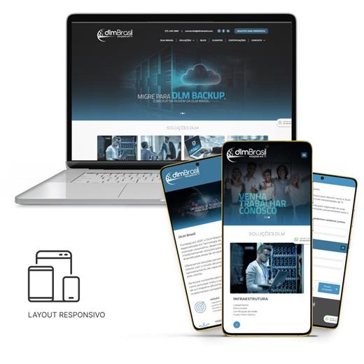 Layout responsivo do projeto de criação de sites: Layout responsivo criado para o site da DLM Brasil