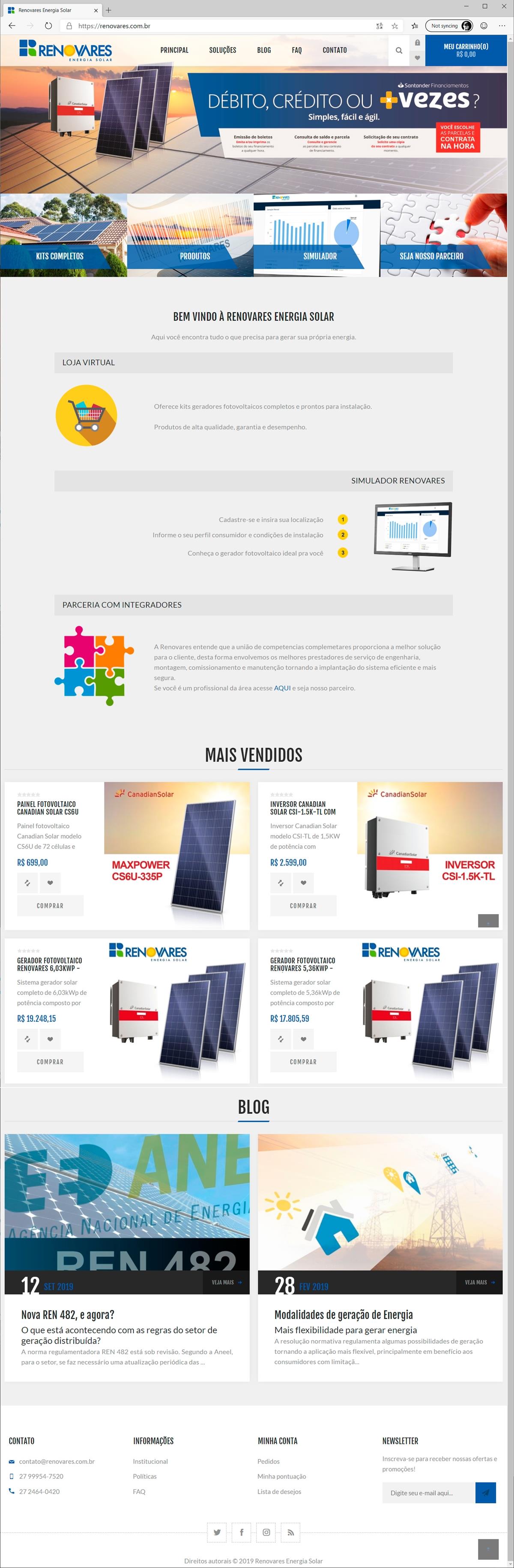 Projetos de Criar e-commerce: Layout do e-commerce feito para a empresa Renovares Energia Solar