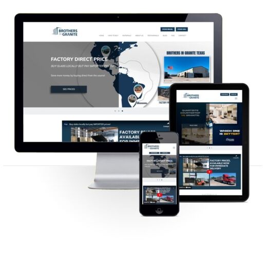 Layout responsivo do projeto de criação de sites: Responsiveness of the website created for Brothers in Granite