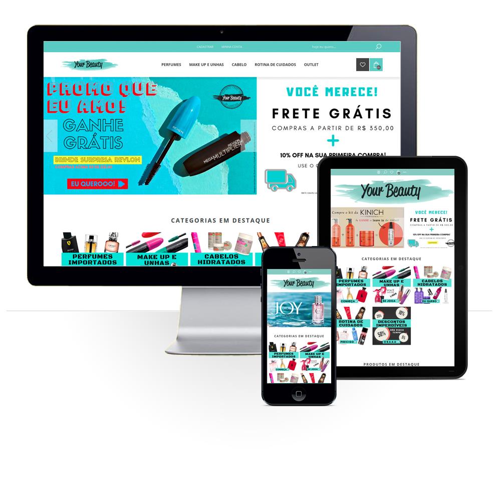 Layout responsivo do projeto de criação de sites: Layout responsivo do e-commerce Your Beauty