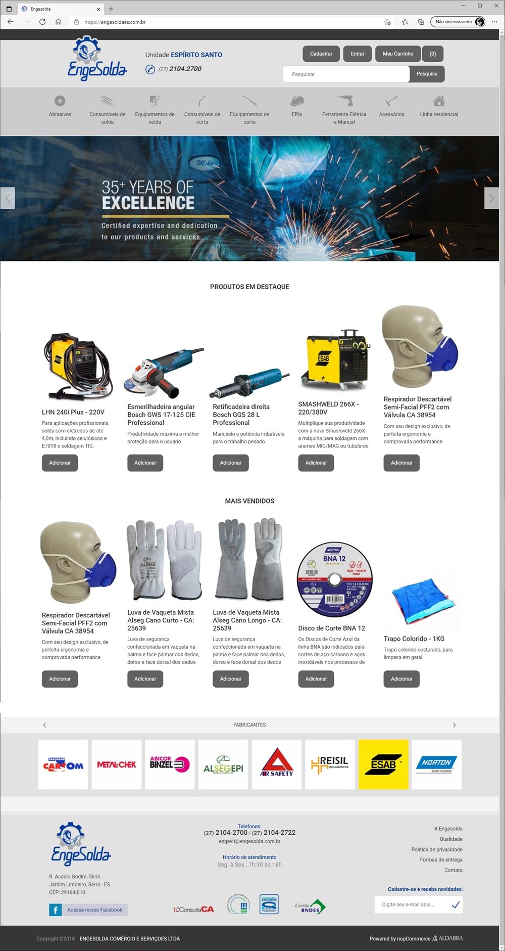 Projetos de Criar e-commerce: Design da página inicial do site da Engesolda