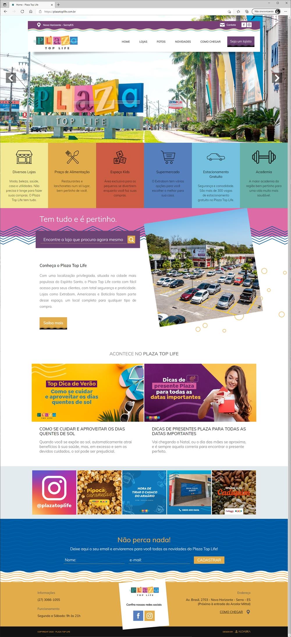 Projetos de Criar Site: Layout a página inicial criada para o site do Plaza Top Life