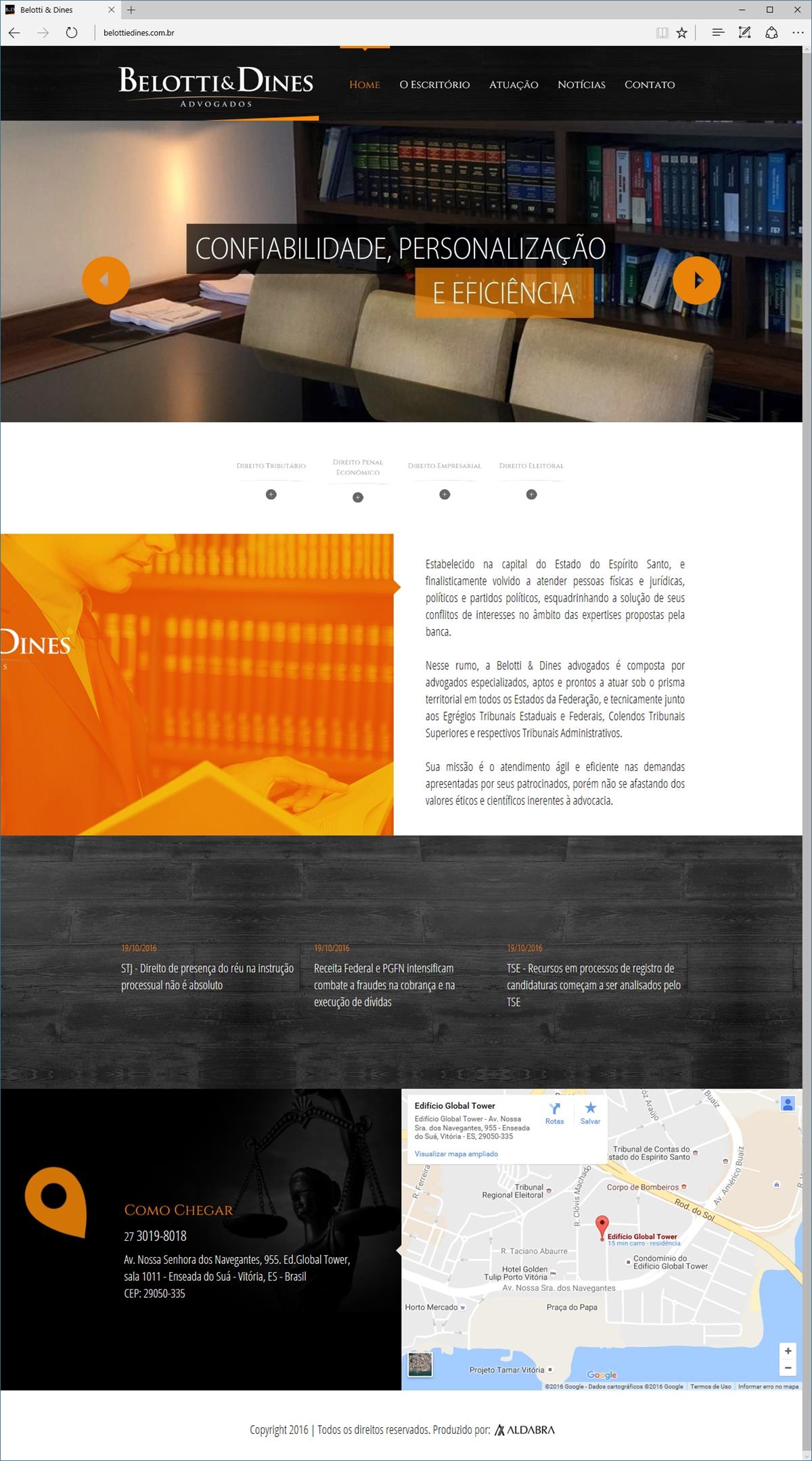 Projetos de Criar Site: Layout da página Home - Website Belotti & Dines Advogados