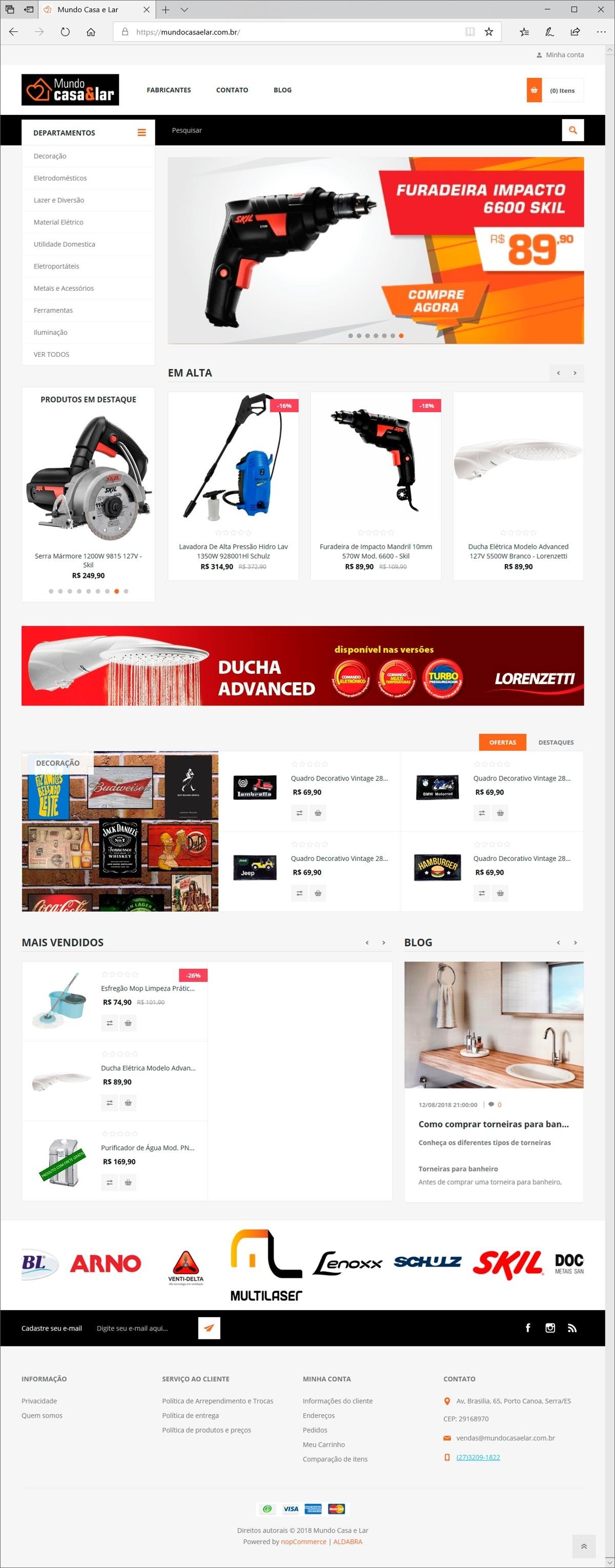 Projetos de Criar e-commerce: Layout da página inicial do e-commerce Mundo Casa&Lar